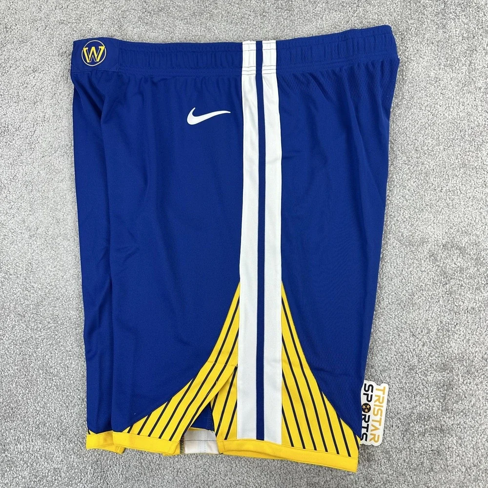 Golden State Warriors Shorts Mens XXL 44 +2 Blue Yellow Basketball Nike Dri Fit